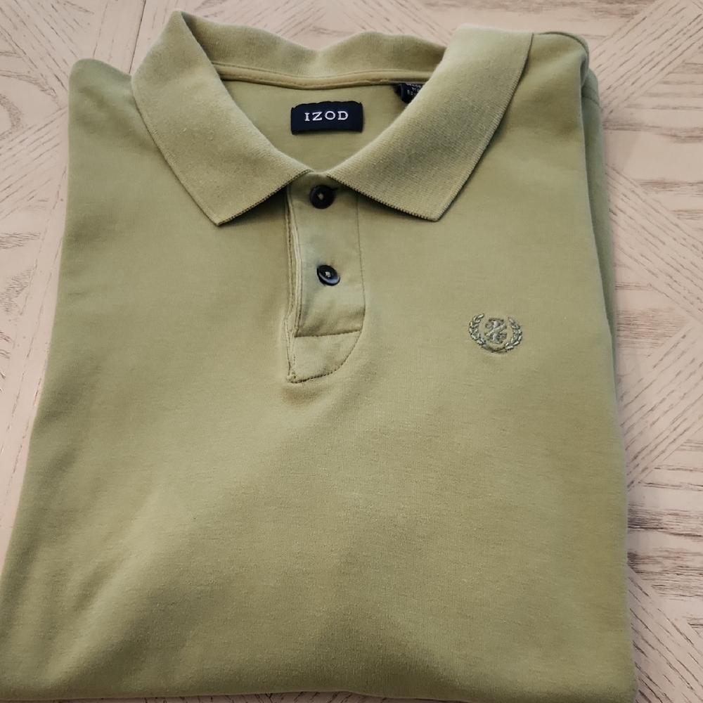 Izod Men's Olive Green Cotton Polo Shirt Size 2XL ☘️